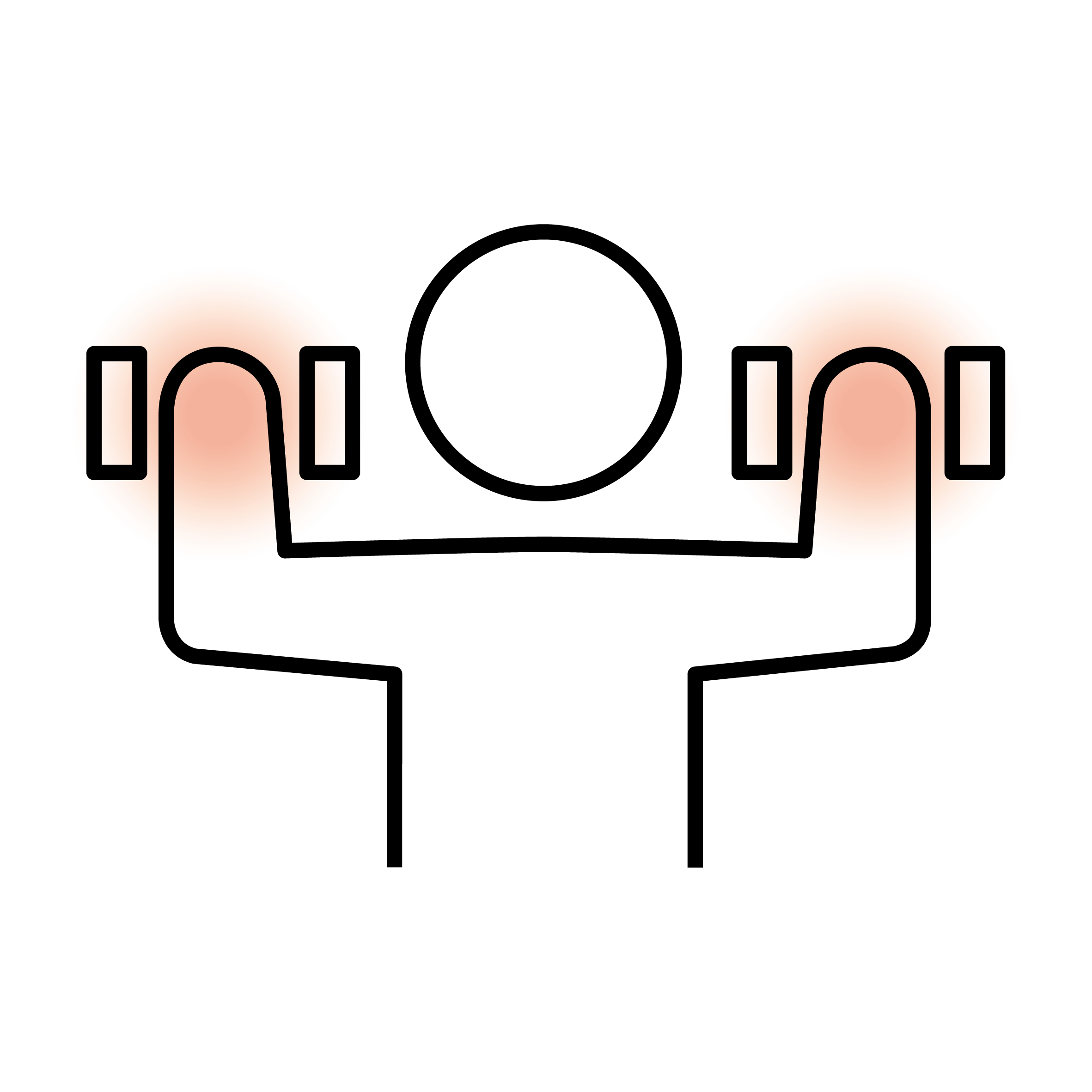 Fitness-Icon mit einer stilisierten Person, die Hanteln hebt.